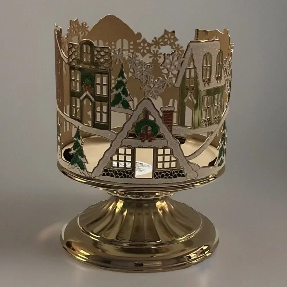 Bath & Body Works Holiday Village Scene 3-Wick‎ Candle Holder Limited Edition